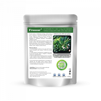 FRUNZAR - fertilizant ecologic pentru salată, rucola, ceapă, usturoi, EU Fertilizer PFC1 CMC1, plic 200g