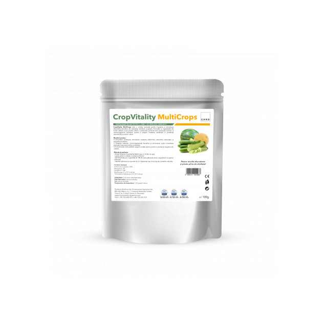 CropVitality MultiCrops, Produs natural pe baza de microorganisme si nutrienti pentru castraveti, dovlecei si pepeni, 100 g