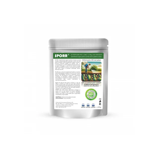 SPORR - dezinfectant organic pentru sol, grădini, sere și solarii, EU Fertilizer PFC1 CMC1, plic 200g