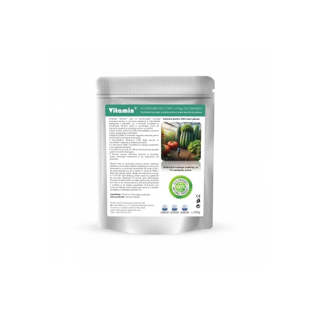 VITAMIN - fertilizant ecologic complet pentru toate tipurile de plante, EU Fertilizer PFC1 CMC1, plic 200g